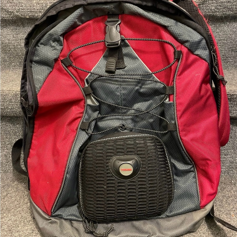 Toshiba Red and Gray laptop Backpack